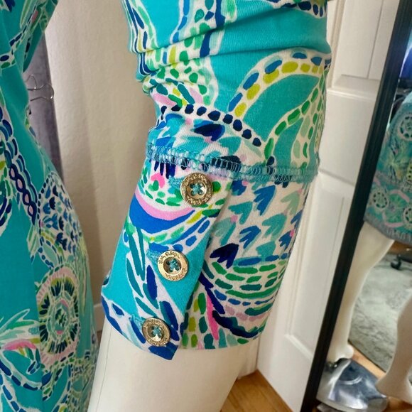 Unique Lilly Pulitzer UPF 50+ Sophie Bermuda Blue Turtle Dress - Picture 6 of 11
